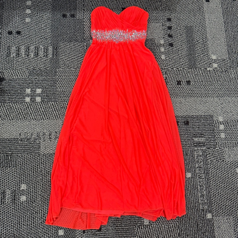 My Michelle Red Strapless Dress with Silver Accents